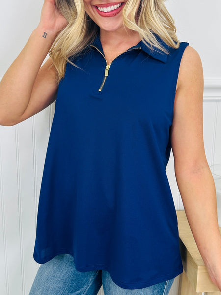 Coastal Navy Sun-Cool Zip Tank
