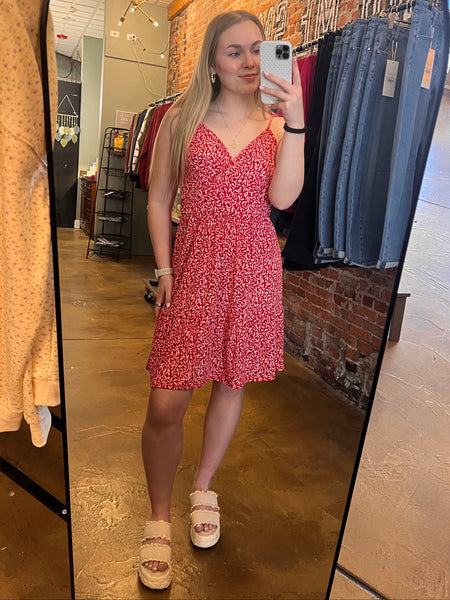 Red & White Tie Mini Dress