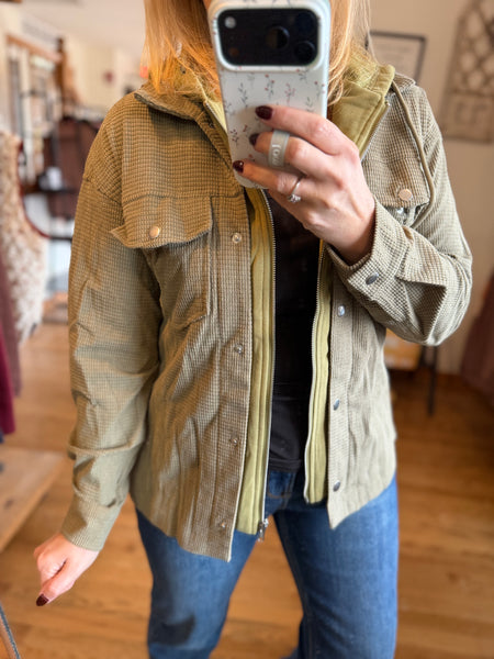 Sage Thermal Knit Textured Hooded Jacket