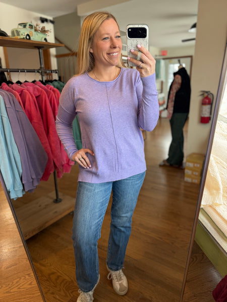 Heather Lavender Viscose Front Seam Sweater