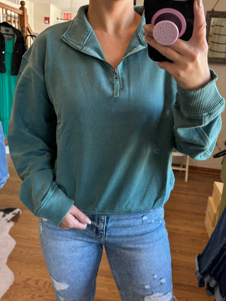 Hunter Green Half Zip Pullover