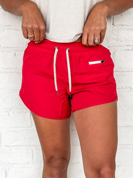 Wine Woven Lined Shorts