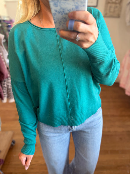 Turquoise Front Seam Sweater