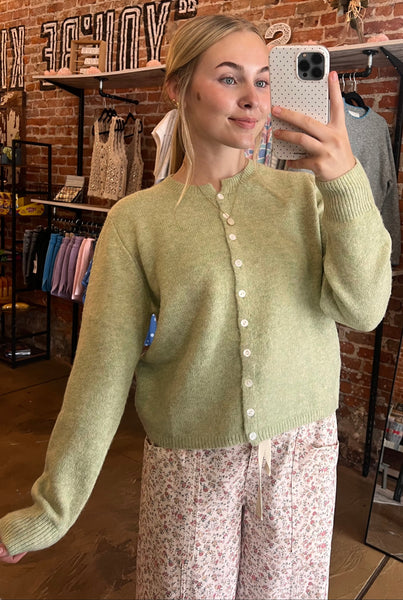 Ash Sage Marled Knit Sweater Cardigan