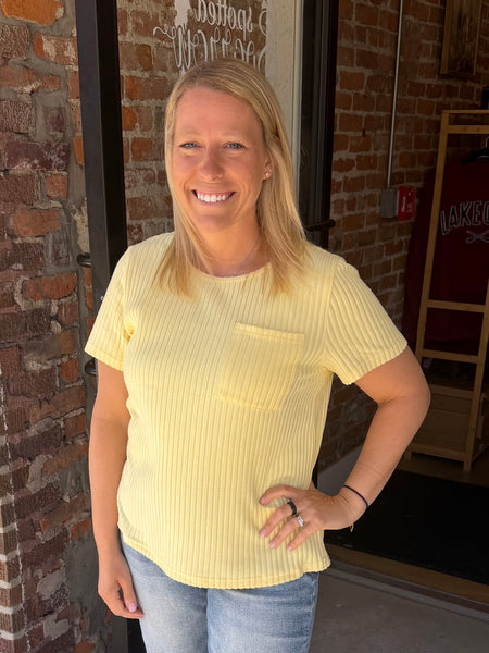 Yellow Glow Softcore Ribbed Lounge Pocket Tee