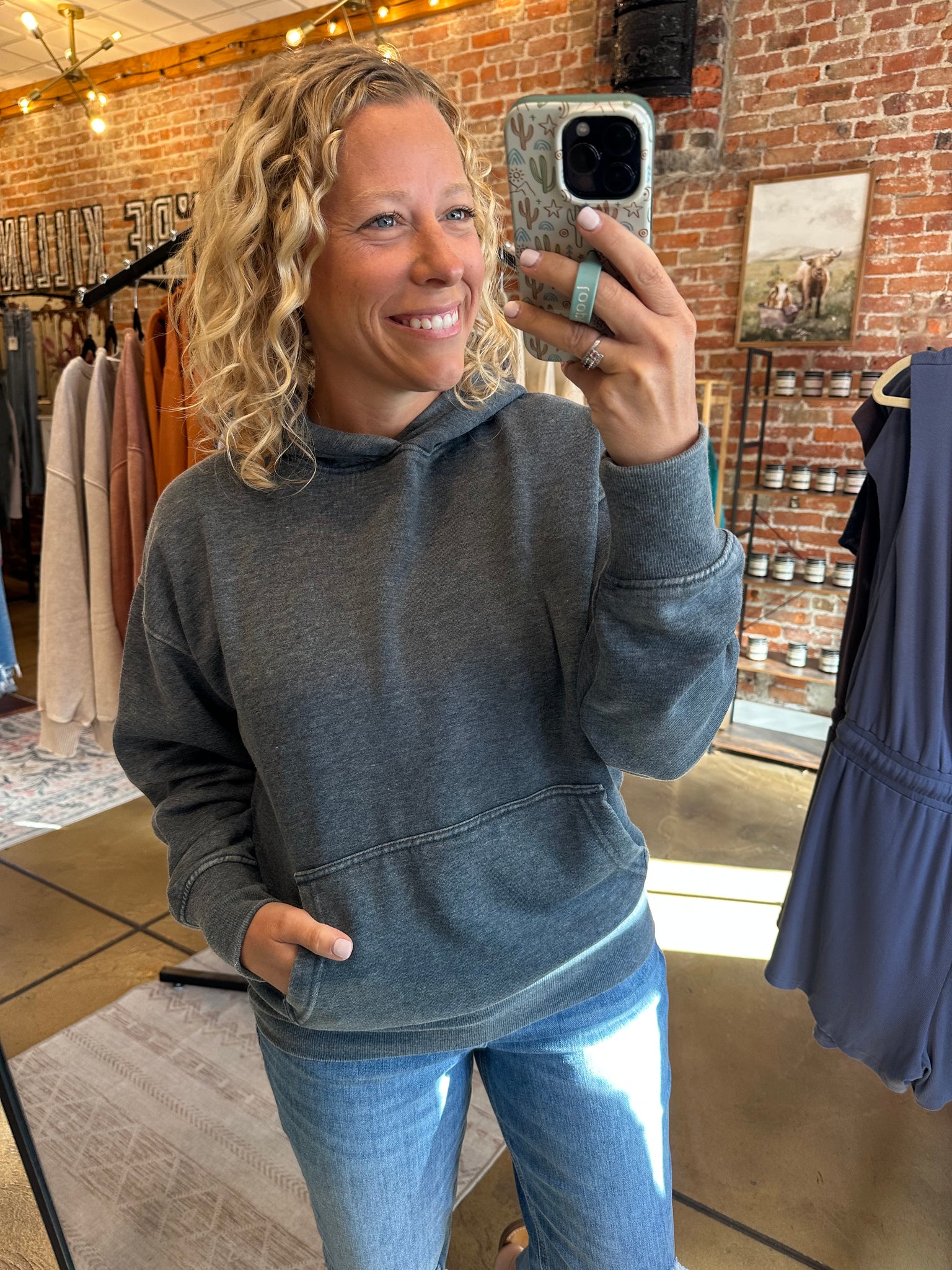 Midnight Navy Burnout Bliss Fleece Hoodie