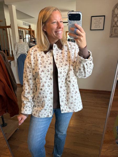 Ivory Floral Corduroy Jacket