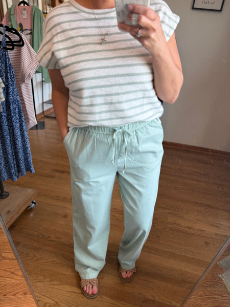 Mint Drawstring Waist Straight Leg Pants