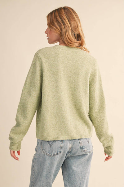 Ash Sage Marled Knit Sweater Cardigan