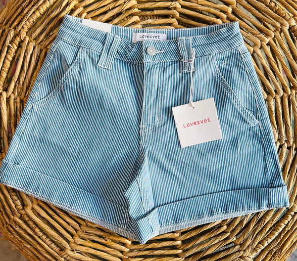 Lovervet Pinstripe Cuffed A Line Shorts