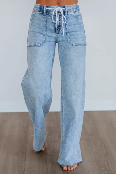 Lovervet Drawstring Wide Leg Jeans