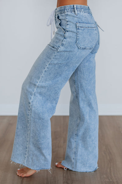 Lovervet Drawstring Wide Leg Jeans