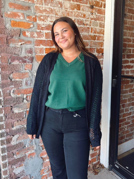 Hunter Green V-Neck Sweater