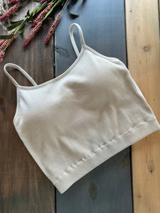 Seamless Ribbed Bralette in Sand