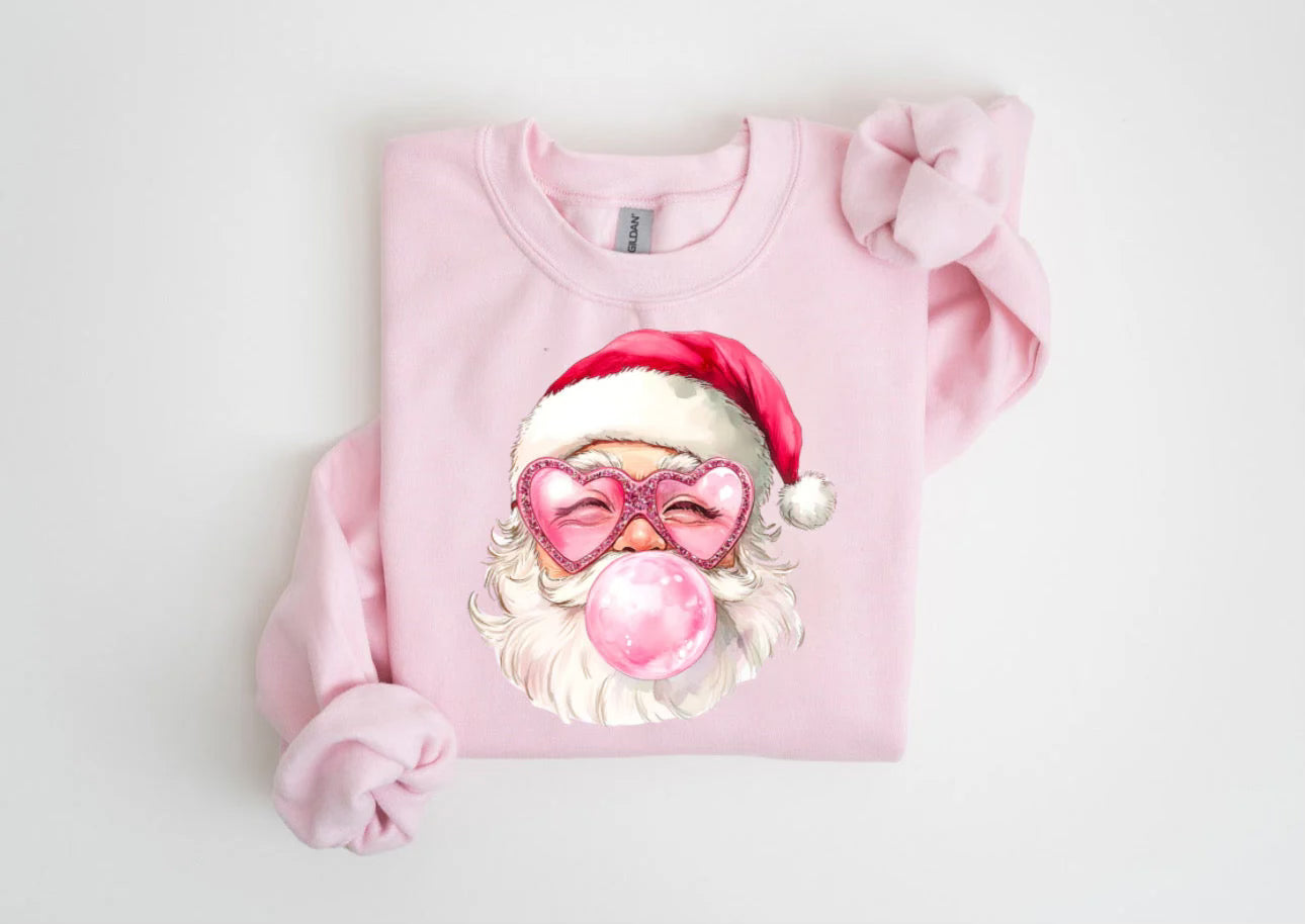 Bubble Gum Santa Graphic Sweatshirt