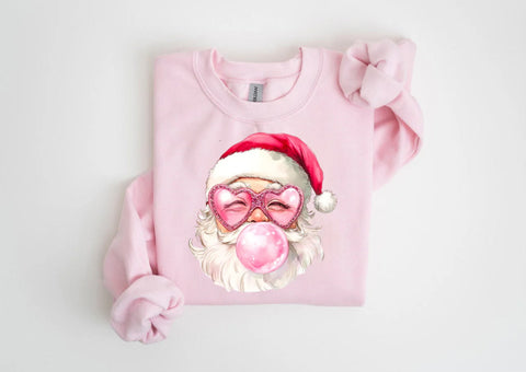 Bubble Gum Santa Graphic Sweatshirt