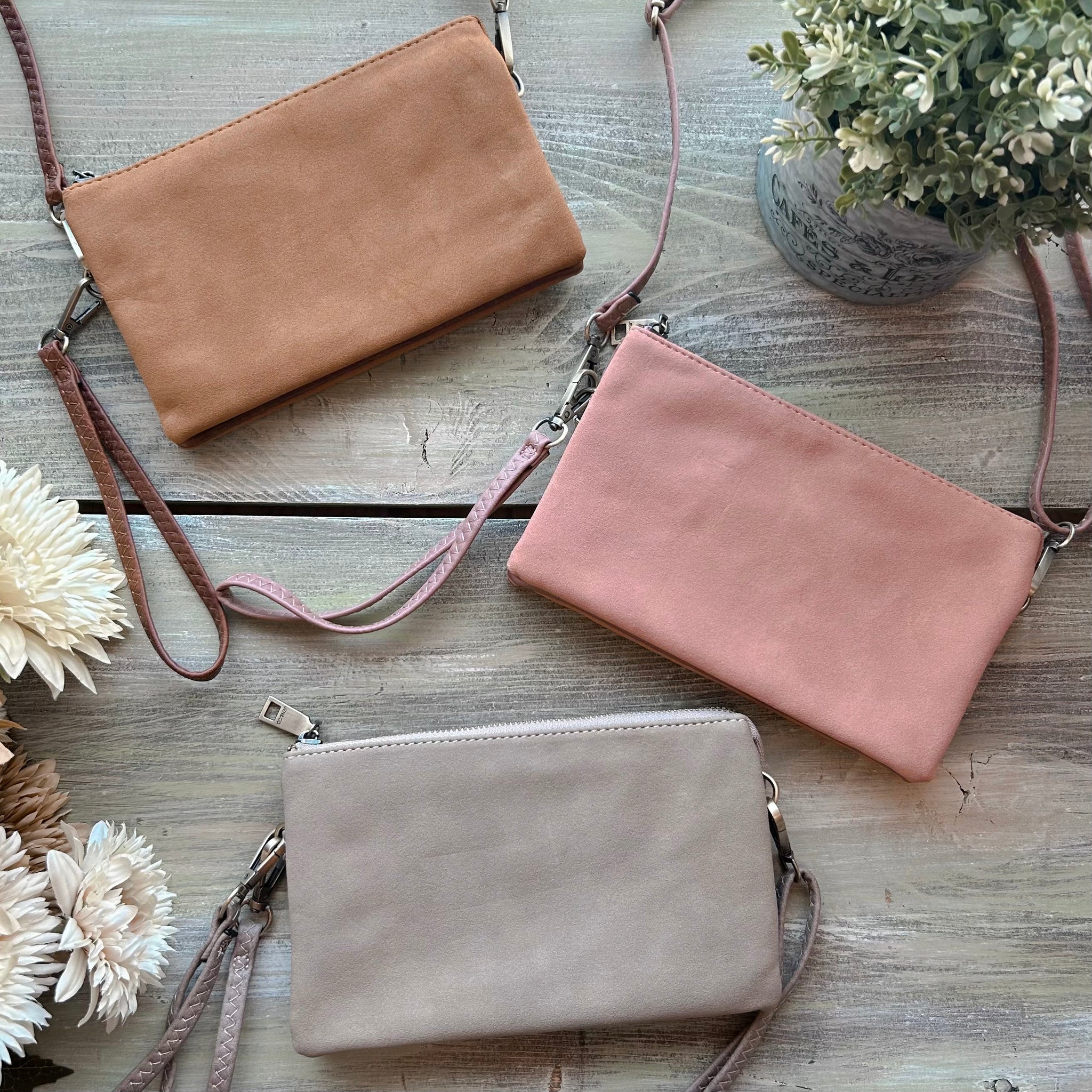 Riley Suede Crossbody in Mauve