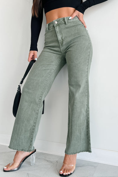 Olive Wide Leg Jeans