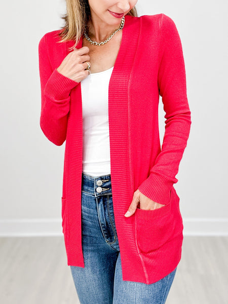 Coral Open Front Cardigan