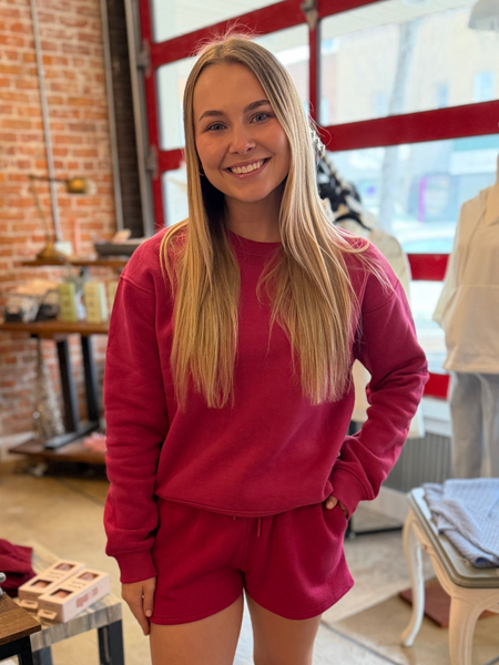 Plum Pink Classic Fit Fleece Sweatshirt