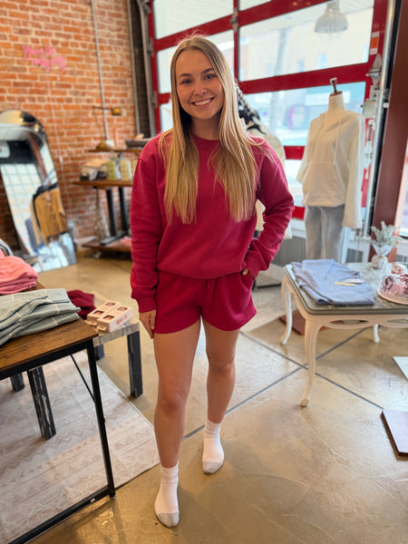 Plum Pink Classic Fit Fleece Sweatshirt