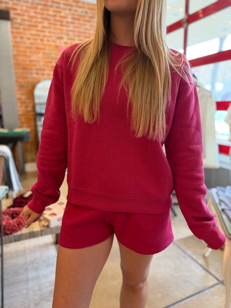 Plum Pink Cotton Blend Shorts