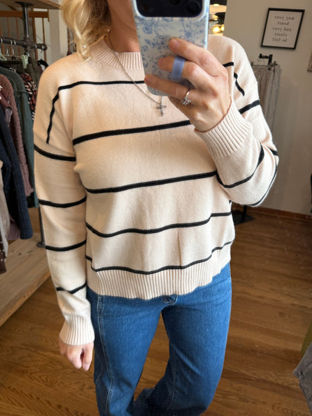 Beige & Black Stripe Sweater
