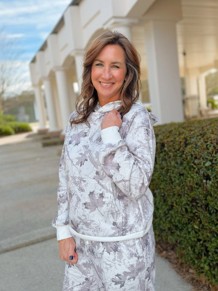 Grey Woodland Camo Hoodie and Sweatpants Set