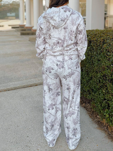 Grey Woodland Camo Hoodie and Sweatpants Set