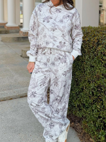 Grey Woodland Camo Hoodie and Sweatpants Set