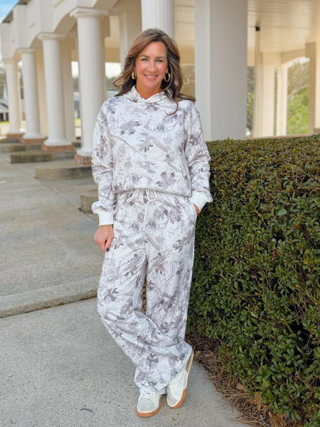Grey Woodland Camo Hoodie and Sweatpants Set