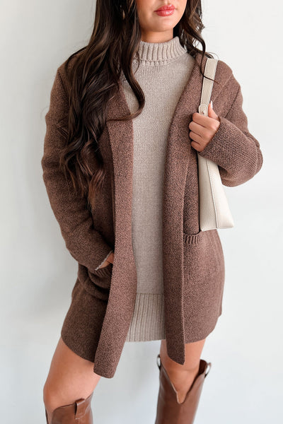 Chocolate Hooded Sweater Cardigan