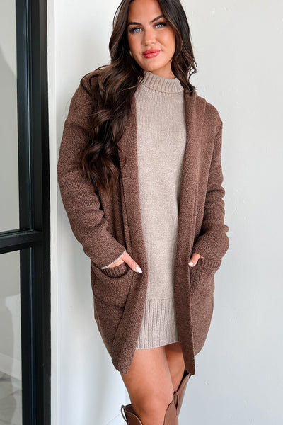 Chocolate Hooded Sweater Cardigan