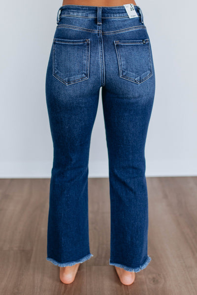 Risen Josie Tummy Control High Rise Raw Hem Straight Jeans