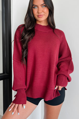 Cabernet Side Slit Oversized Sweater