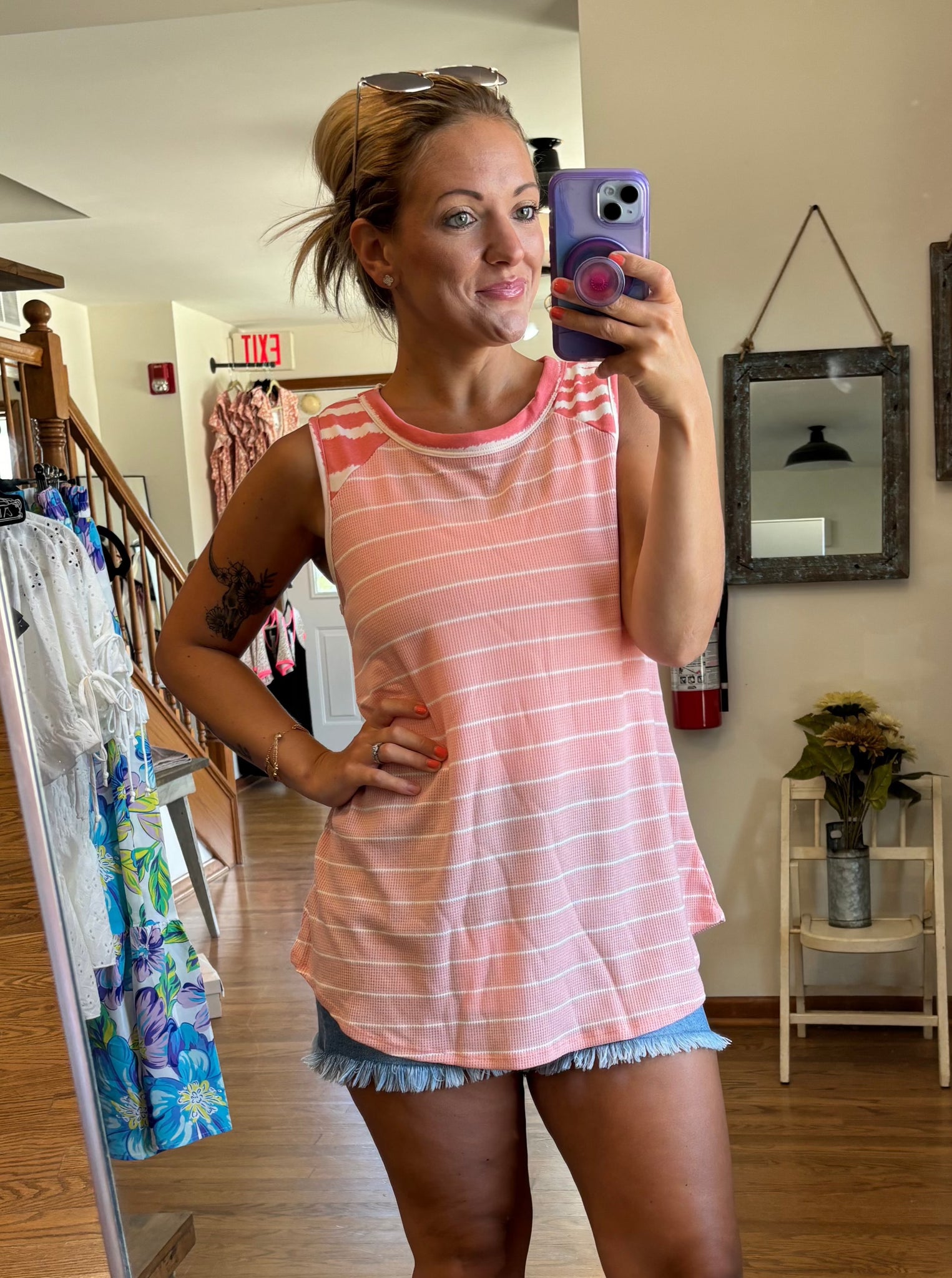 Blush Stripe Tank Top