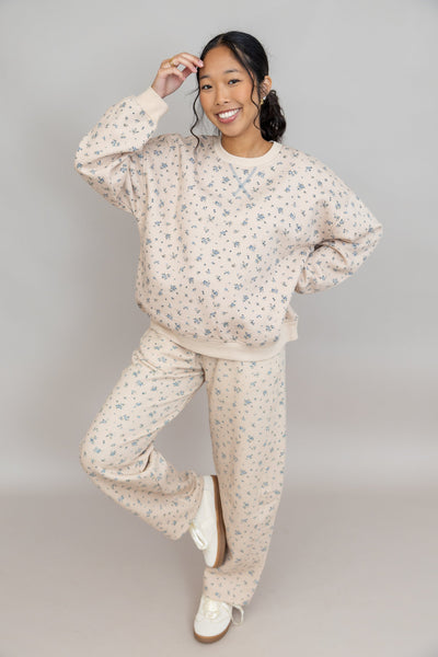 Khaki Ditsy Floral Crewneck Sweatshirt