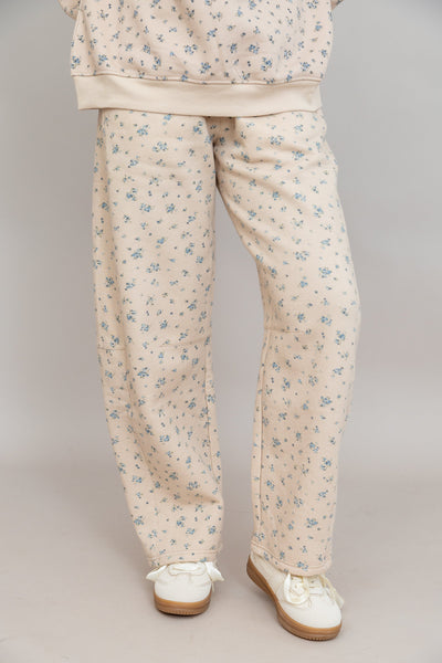 Khaki Ditsy Floral Wide Leg Pants