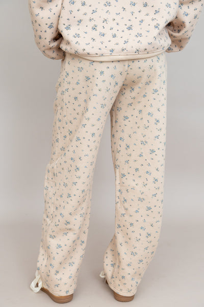 Khaki Ditsy Floral Wide Leg Pants