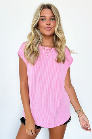 Ribbed Tee in Baby Pink