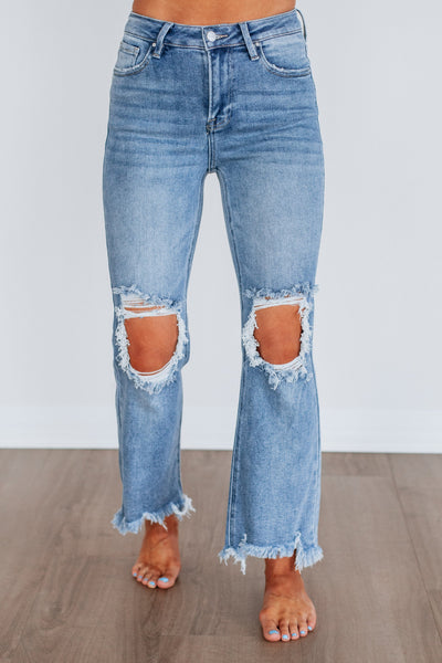 Risen Charlie High-Rise Distressed Cropped Straight Jeans
