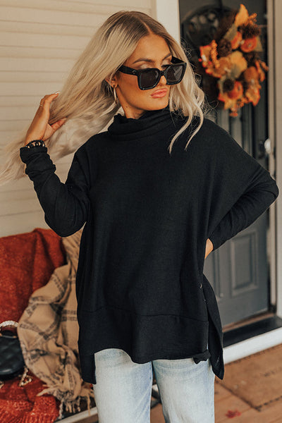 Black Cowl Neck Tunic Sweater