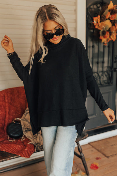 Black Cowl Neck Tunic Sweater