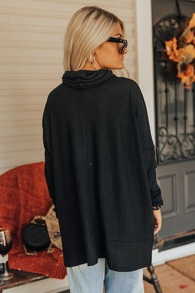 Black Cowl Neck Tunic Sweater