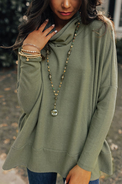 Olive Cowl Neck Tunic Sweater