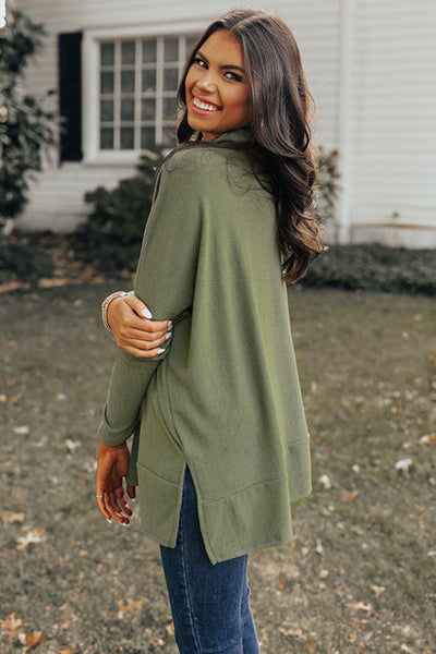 Olive Cowl Neck Tunic Sweater