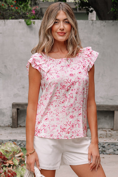 Pink Floral Bow Detail Top
