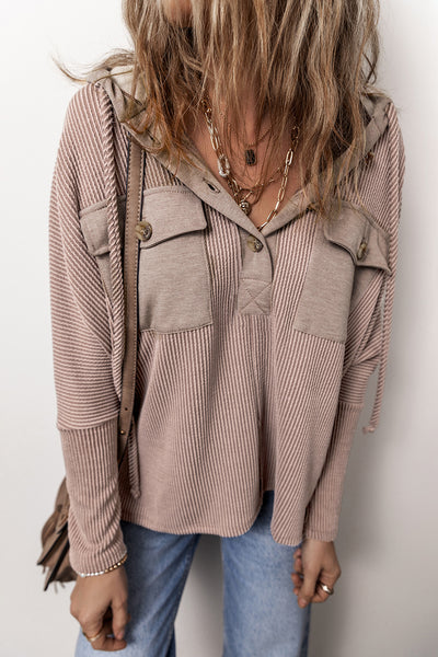 Dusty Mocha Corded Hooded Pullover