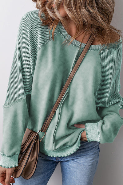 Mineral Green Waffle Knit Sweatshirt