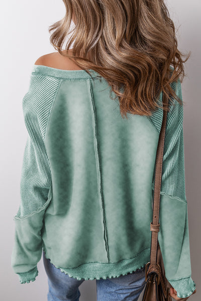 Mineral Green Waffle Knit Sweatshirt